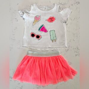 kate spade New York Toddler Cold Shoulder Short Sleeve Shirt & Skirt Set, 18 mo
